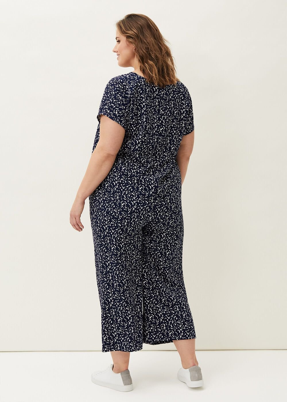 Carin Spot Culotte Trousers - Navy