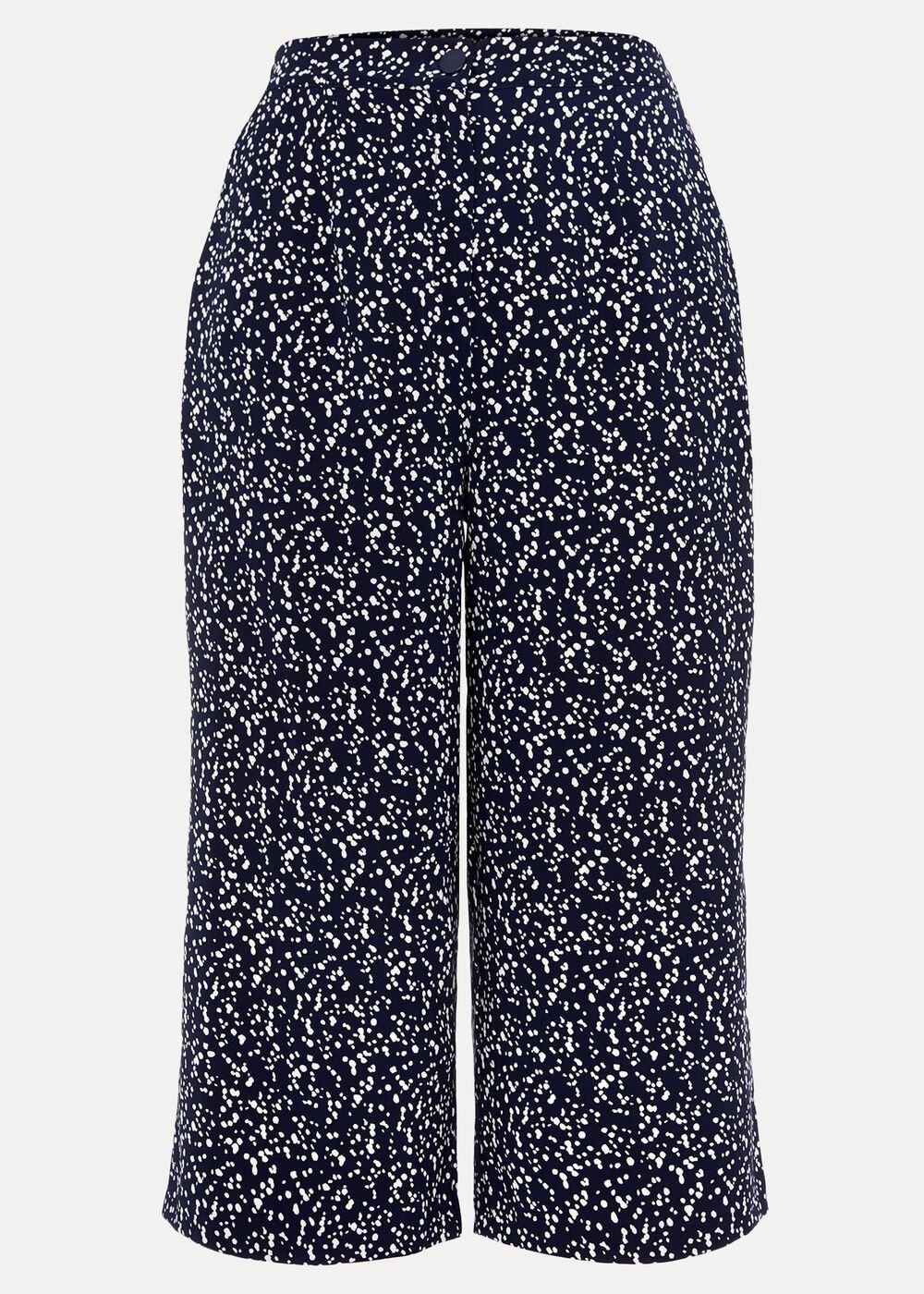 Carin Spot Culotte Trousers - Navy