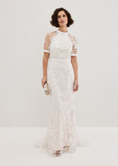 Poppy Embroidered Wedding Dress - Pearl