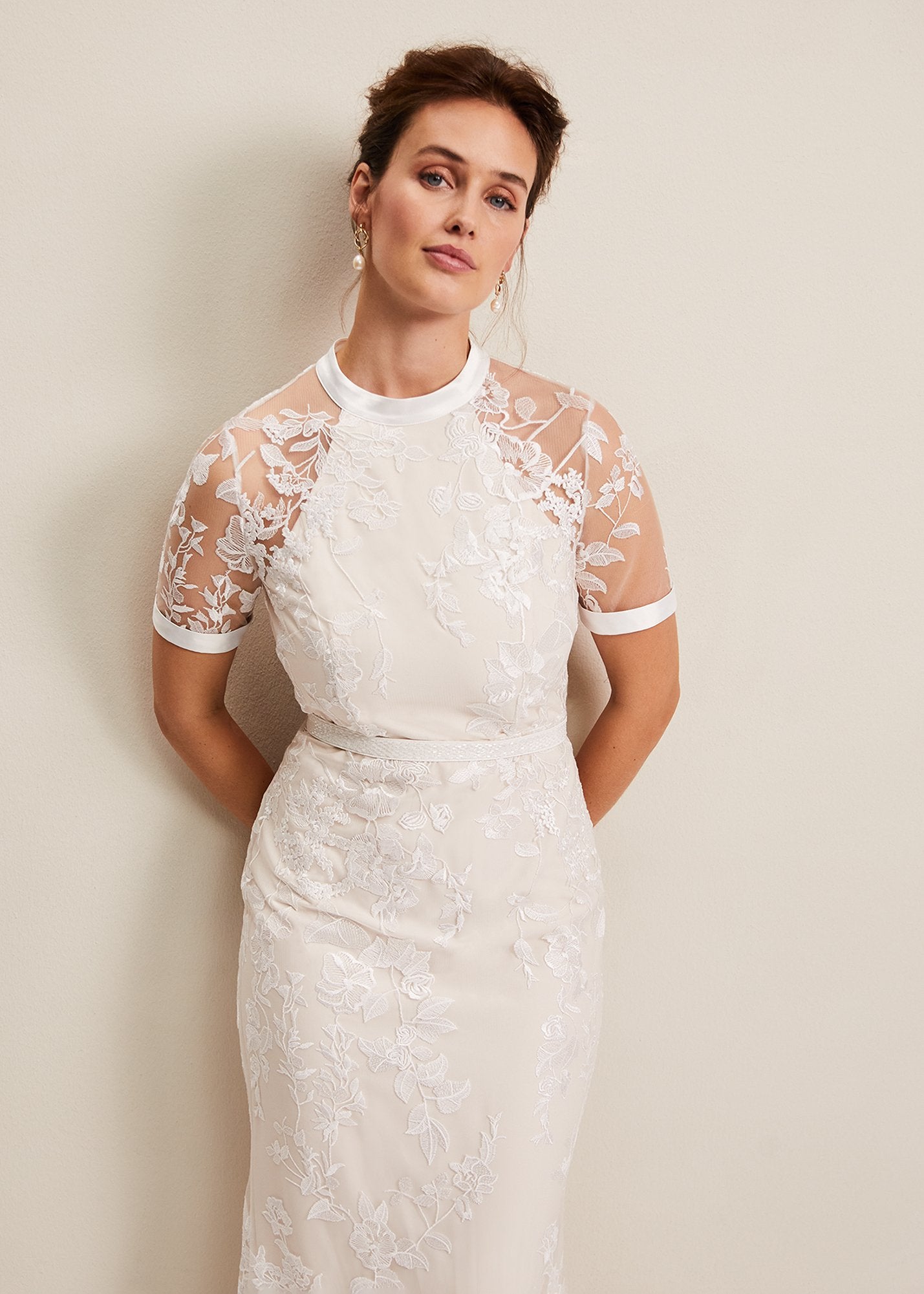 Poppy Embroidered Wedding Dress - Pearl