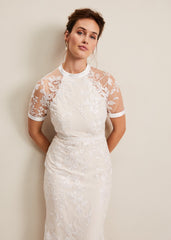 Poppy Embroidered Wedding Dress - Pearl
