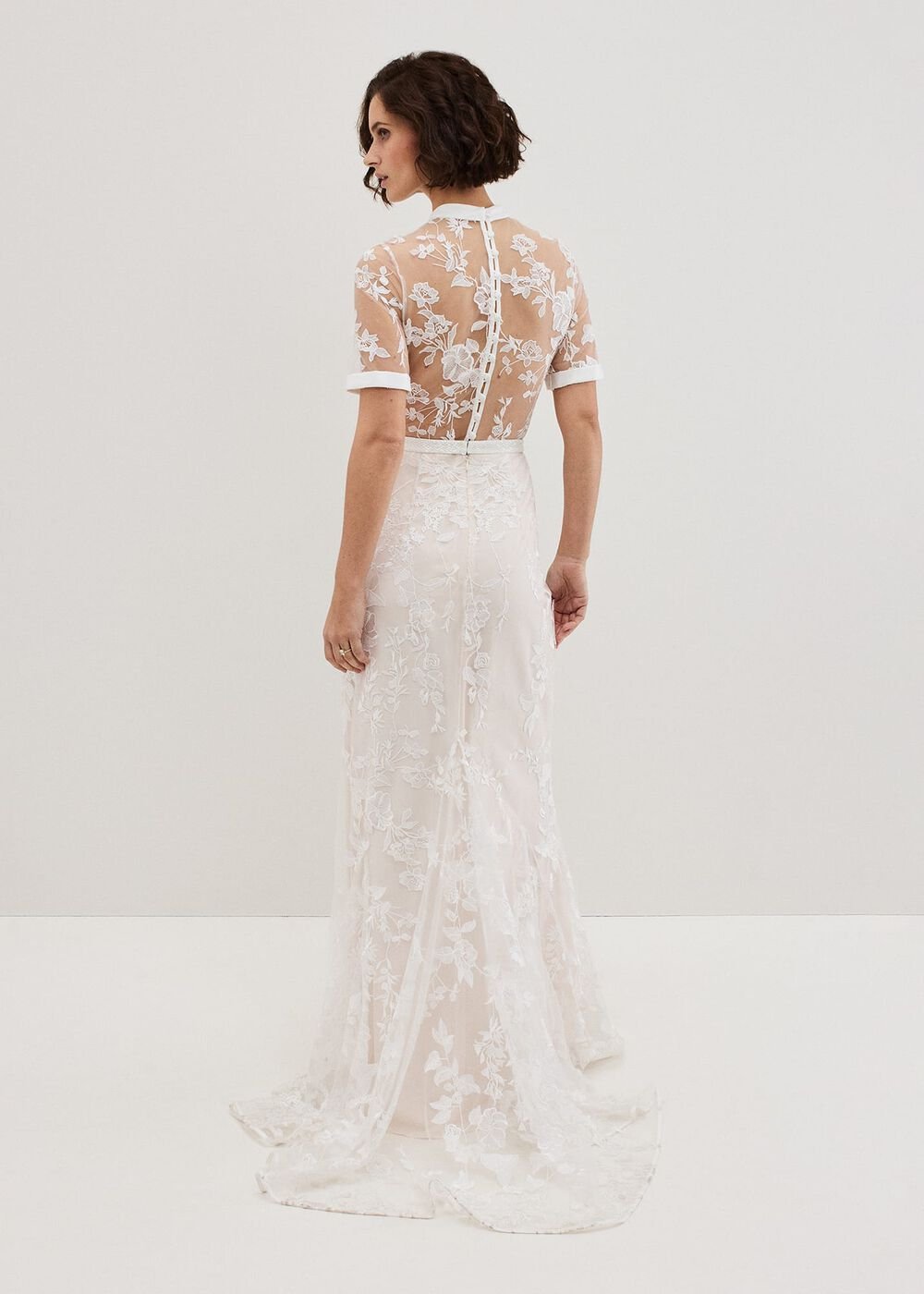 Poppy Embroidered Wedding Dress - Pearl