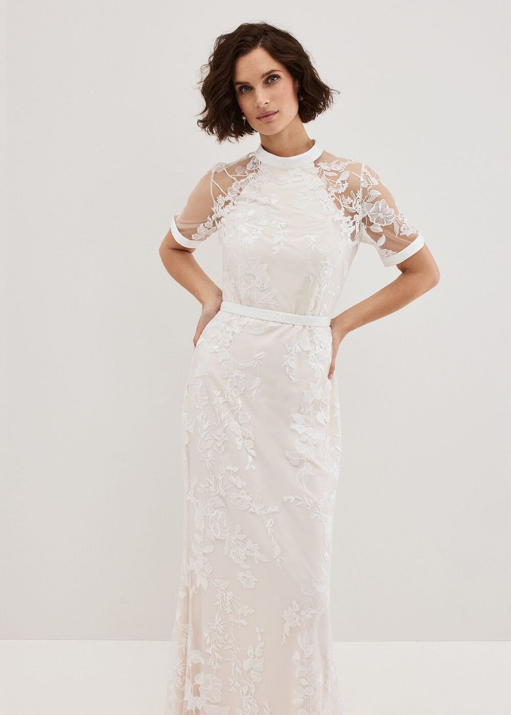 Poppy Embroidered Wedding Dress - Pearl