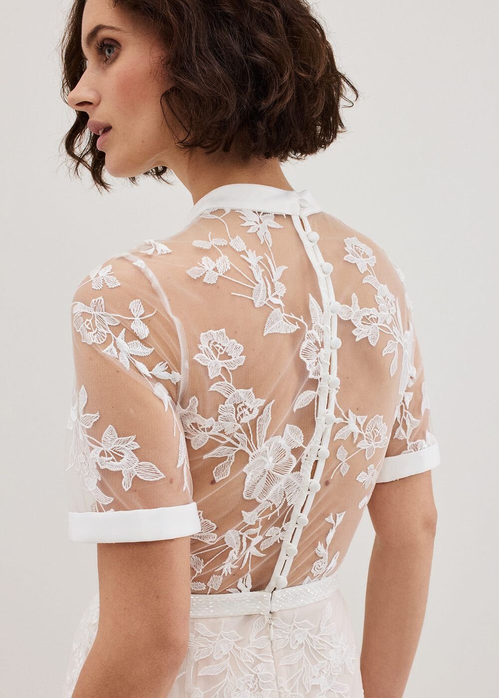 Poppy Embroidered Wedding Dress - Pearl