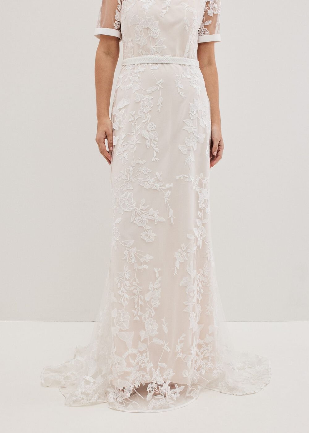 Poppy Embroidered Wedding Dress - Pearl