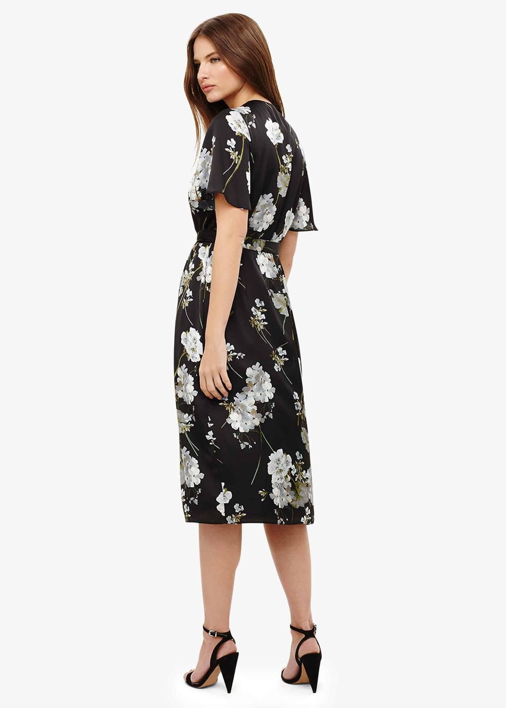 Tasha Floral Wrap Dress - Black