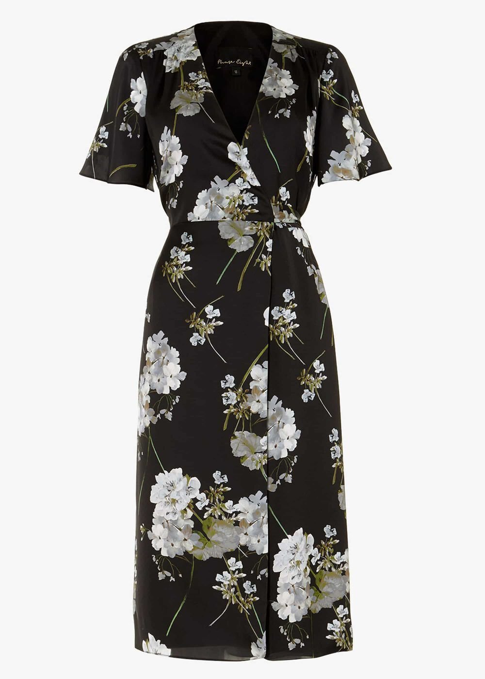 Tasha Floral Wrap Dress - Black