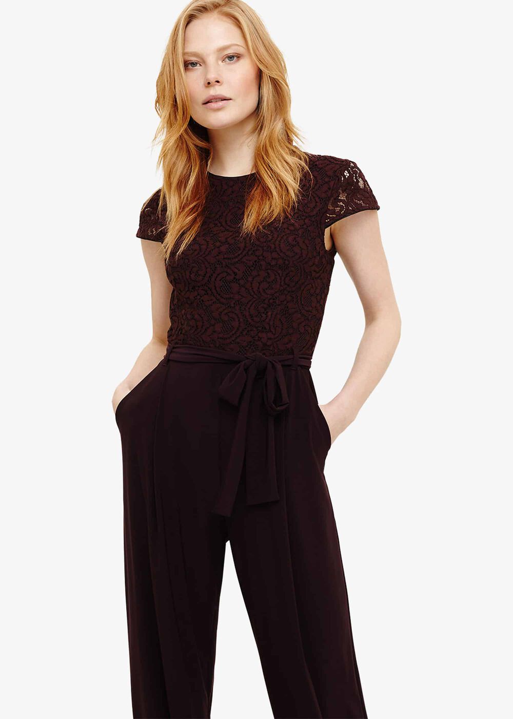 Vicki Lace Bodice Jumpsuit - Port
