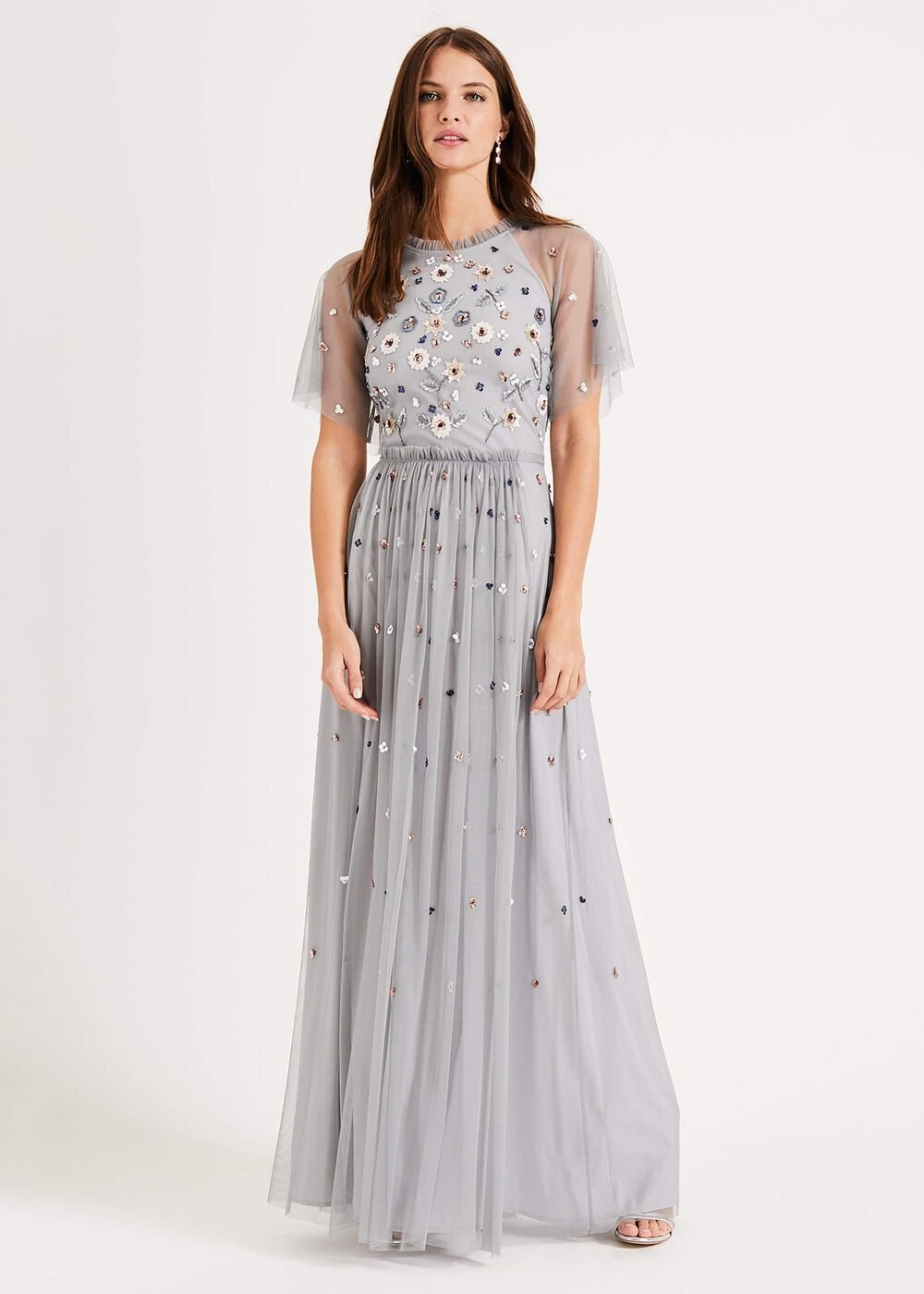 Celestra Embellished Maxi Dress - Sky Blue