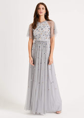 Celestra Embellished Maxi Dress - Sky Blue