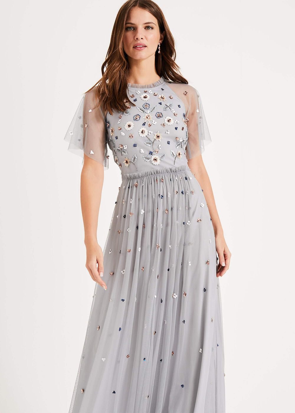 Celestra Embellished Maxi Dress - Sky Blue