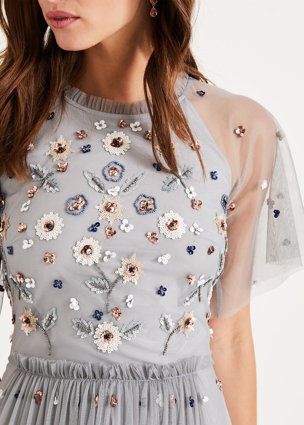 Celestra Embellished Maxi Dress - Sky Blue