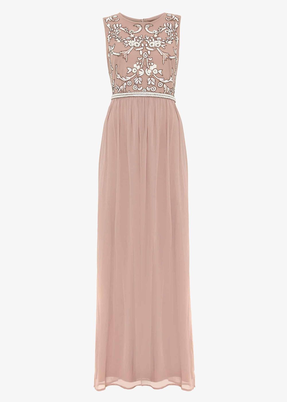 Zahara Embellished Maxi Dress - Nude/White