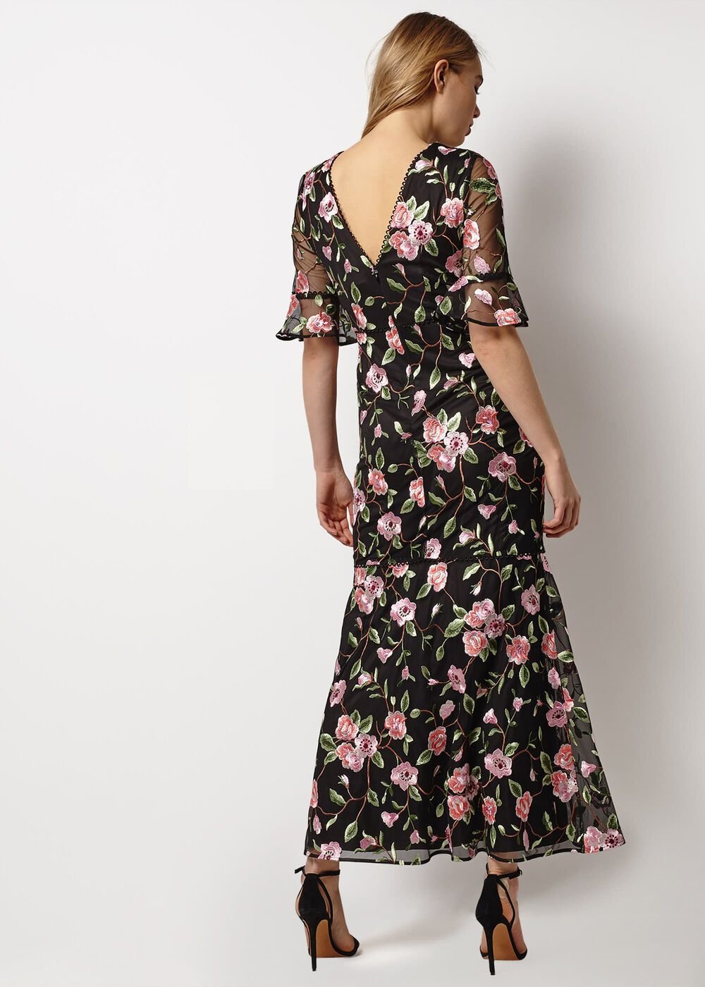 Antonette Embroidered Maxi Dress - Black/Multi