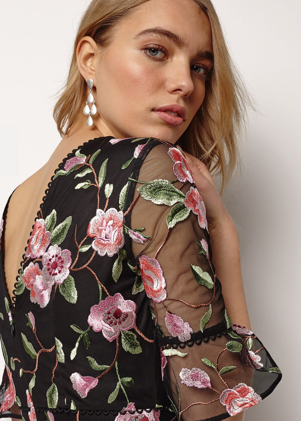 Antonette Embroidered Maxi Dress - Black/Multi