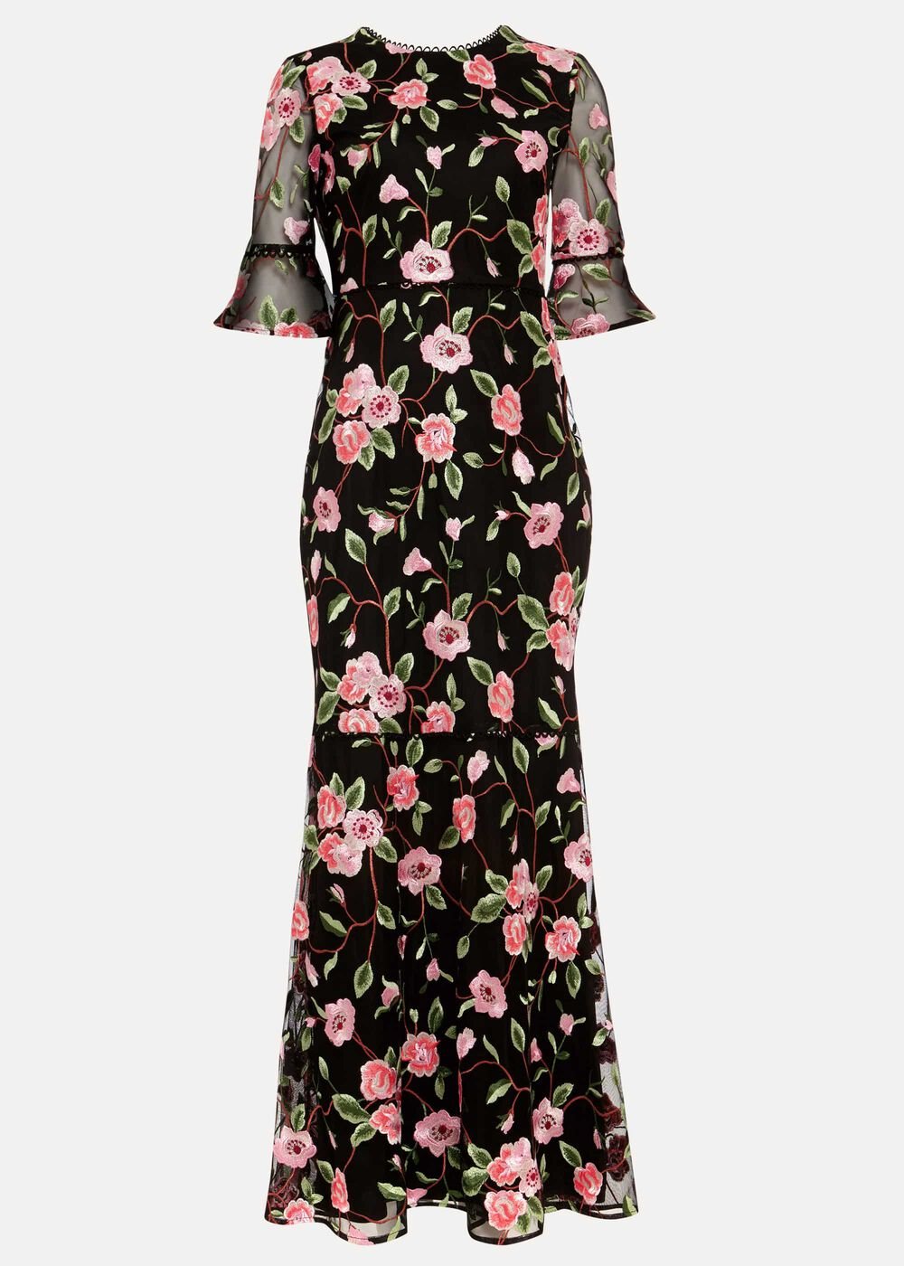 Antonette Embroidered Maxi Dress - Black/Multi