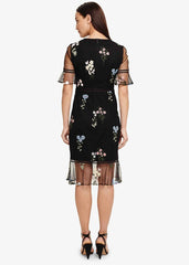 Ditsy Embroidered Dress - Black