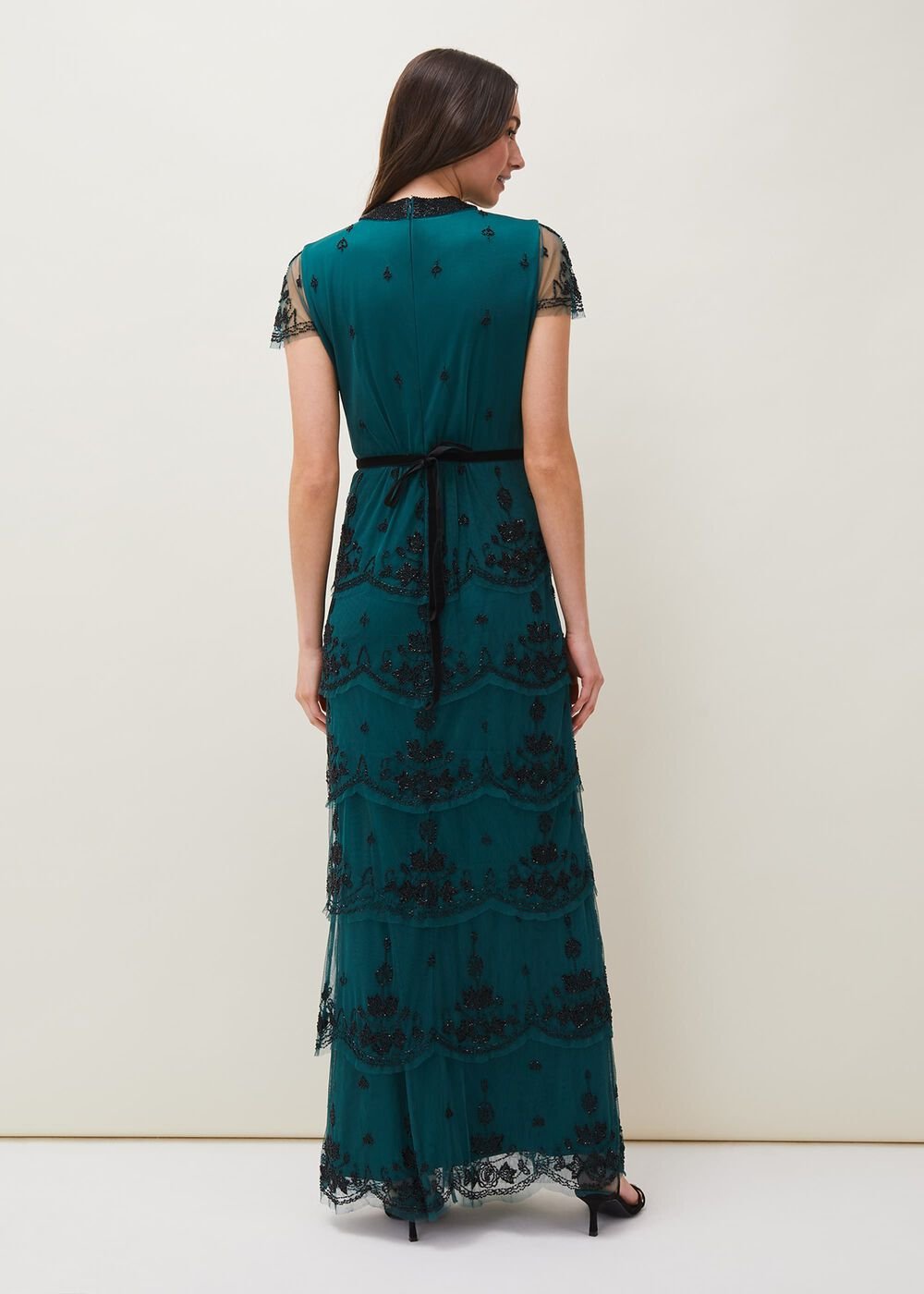 Roberta Layered Maxi Dress - Black/Forest