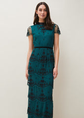 Roberta Layered Maxi Dress - Black/Forest