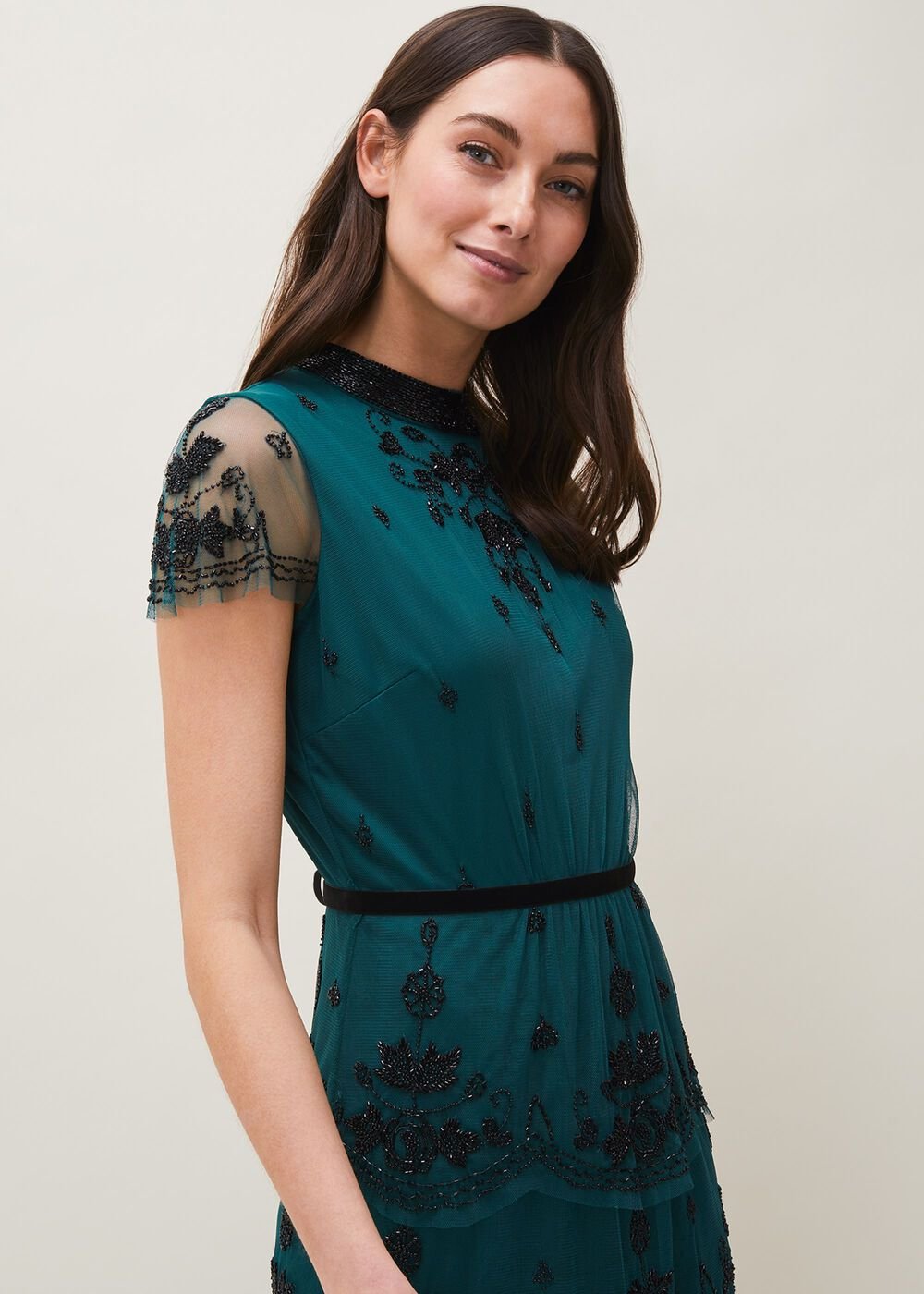 Roberta Layered Maxi Dress - Black/Forest