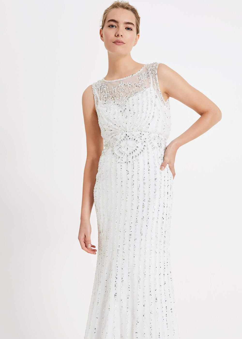 Milly Beaded Wedding Dress - Snow