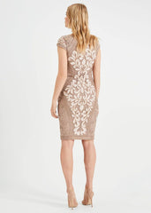 Perdy Tapework Lace Dress - Latte/Cream