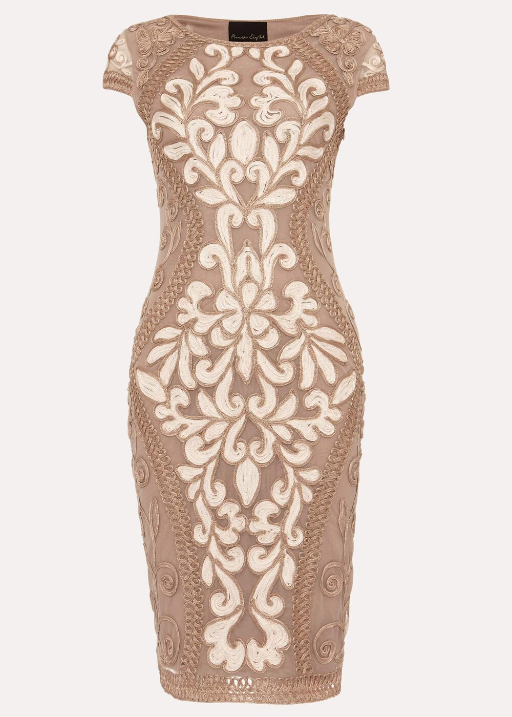 Perdy Tapework Lace Dress - Latte/Cream