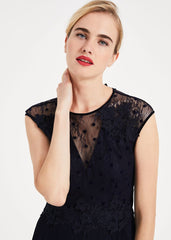 Oiriana Pleated Lace Maxi Dress - Navy