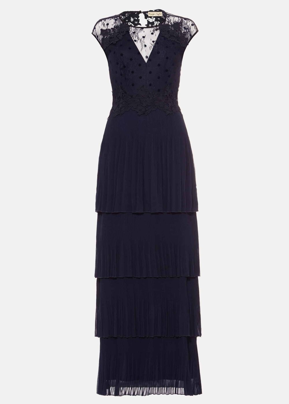 Oiriana Pleated Lace Maxi Dress - Navy