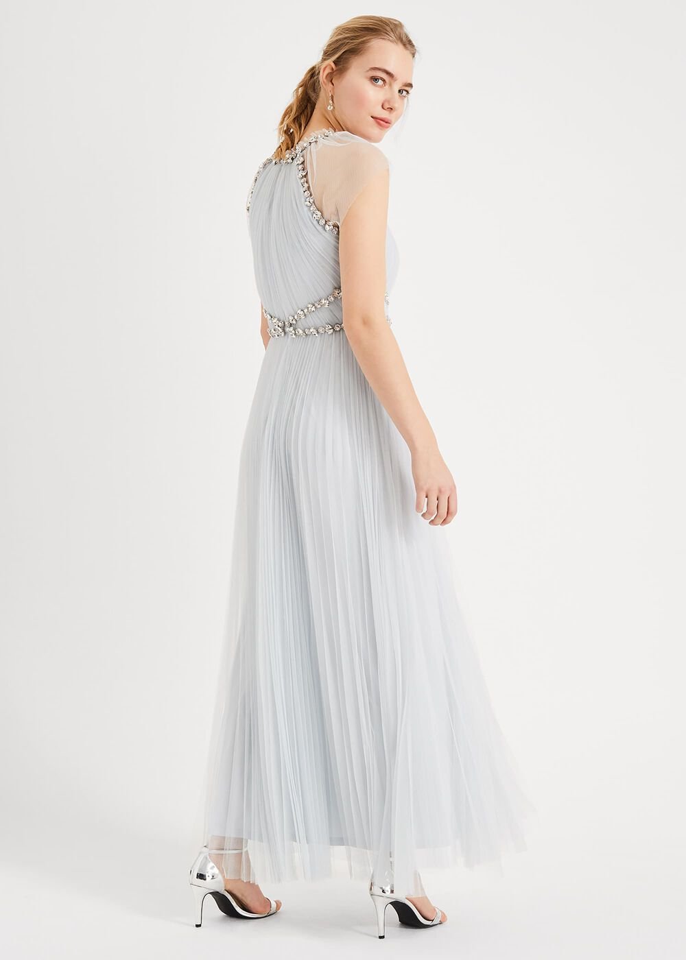 Gerona Pleated Tulle Dress - Ice Blue