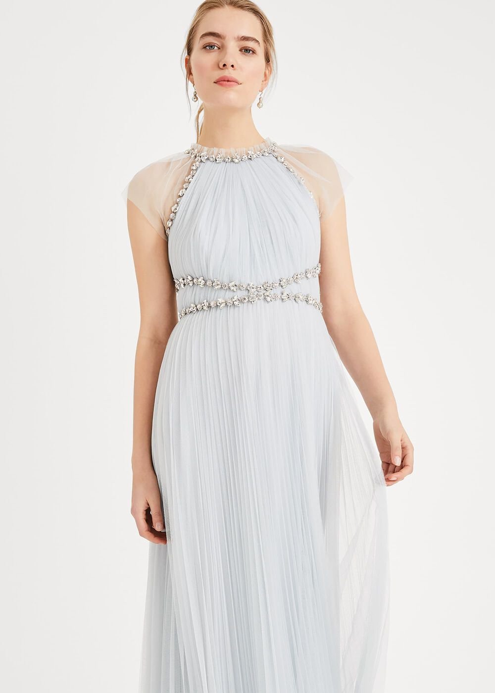 Gerona Pleated Tulle Dress - Ice Blue