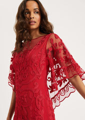Aviana Tapework Lace Maxi Dress - Red