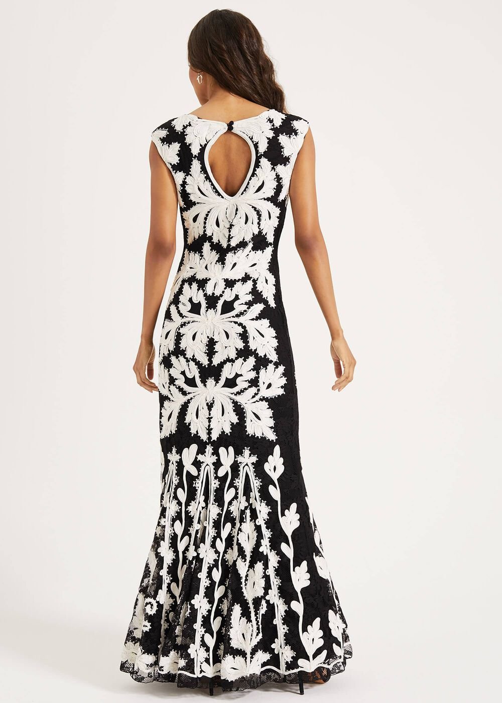 Paige Tapework Lace Maxi Dress - Black/Ivory