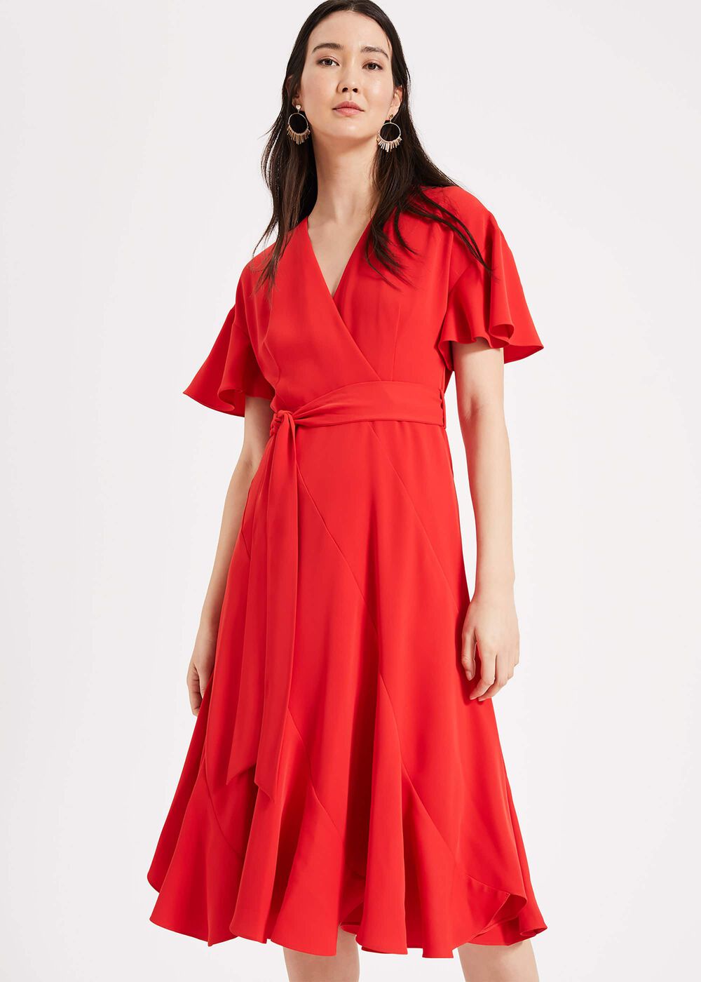 Elena Panelled Dress - Fiery Red