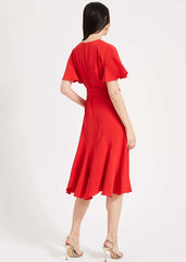 Elena Panelled Dress - Fiery Red