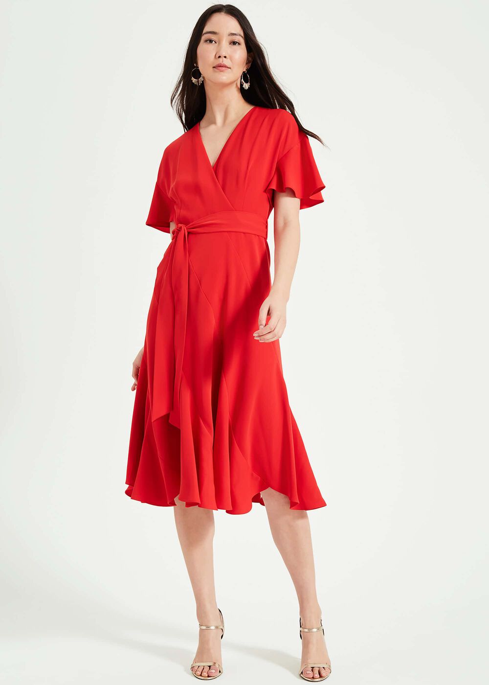 Elena Panelled Dress - Fiery Red