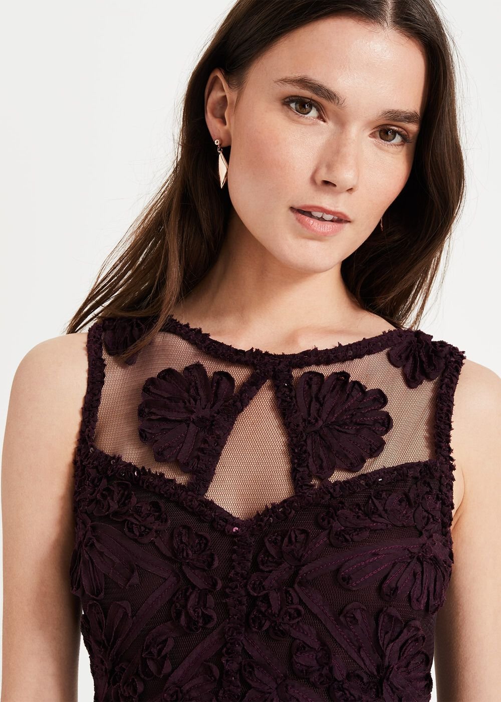 Anoushka Tapework Lace Maxi Dress - Burgundy
