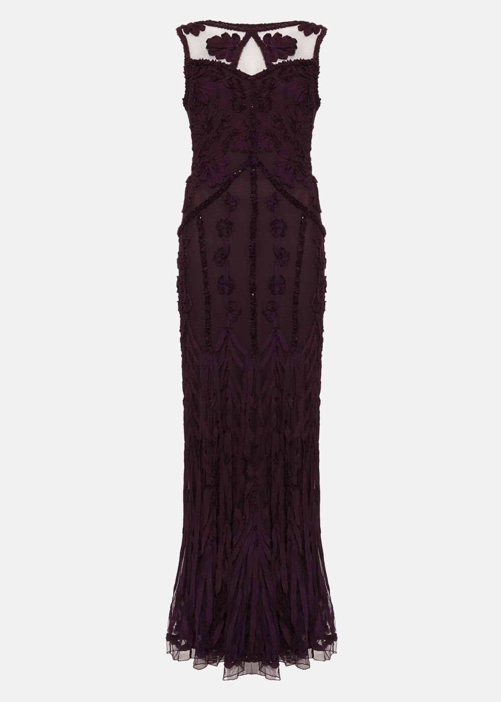 Anoushka Tapework Lace Maxi Dress - Burgundy