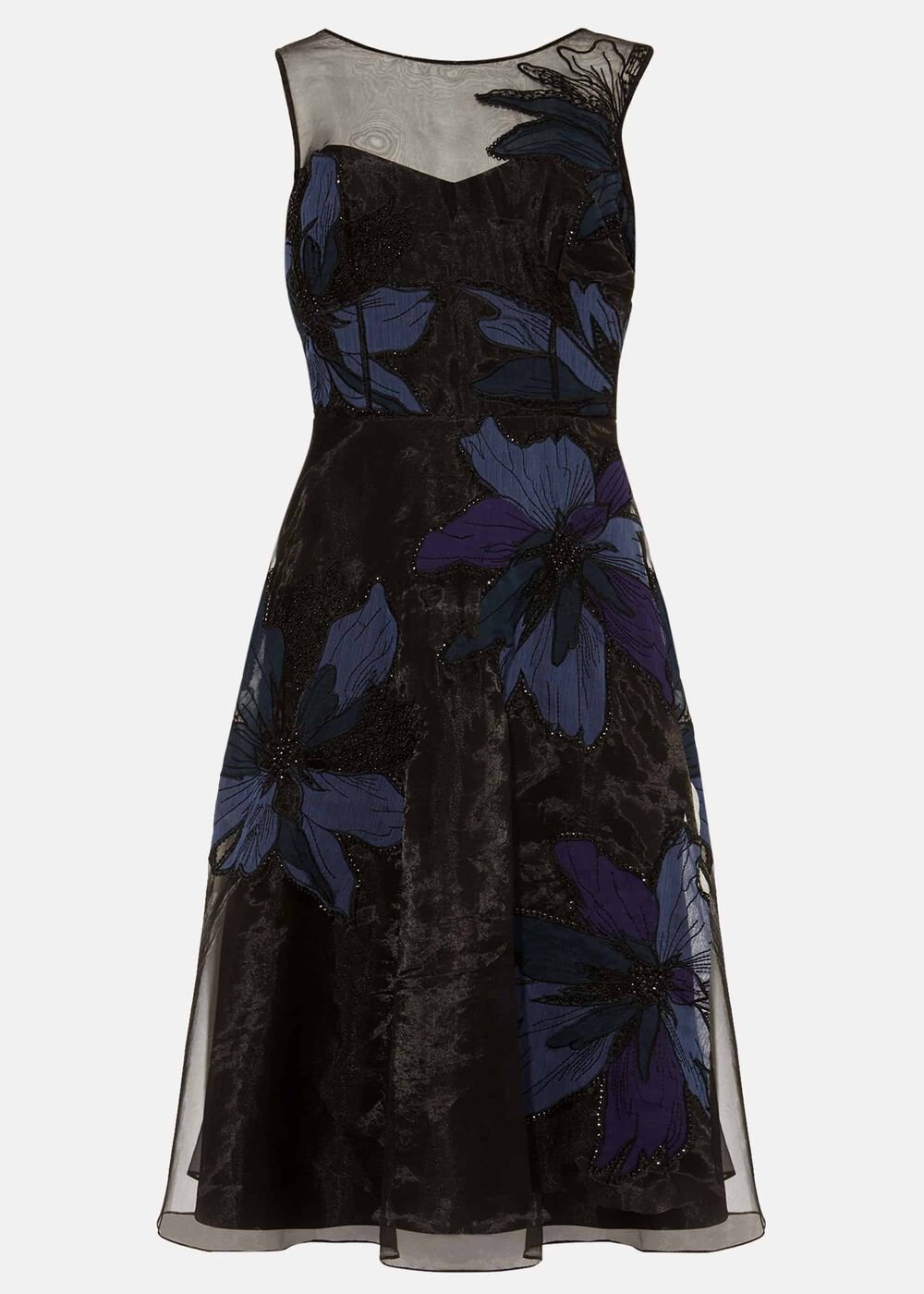 Simone Applique Flower Dress - Black/Evergreen