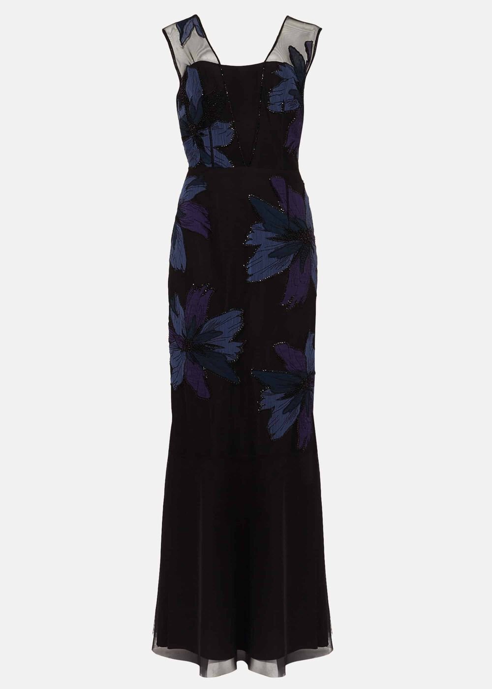 Barbara Applique Floral Dress - Black/Navy