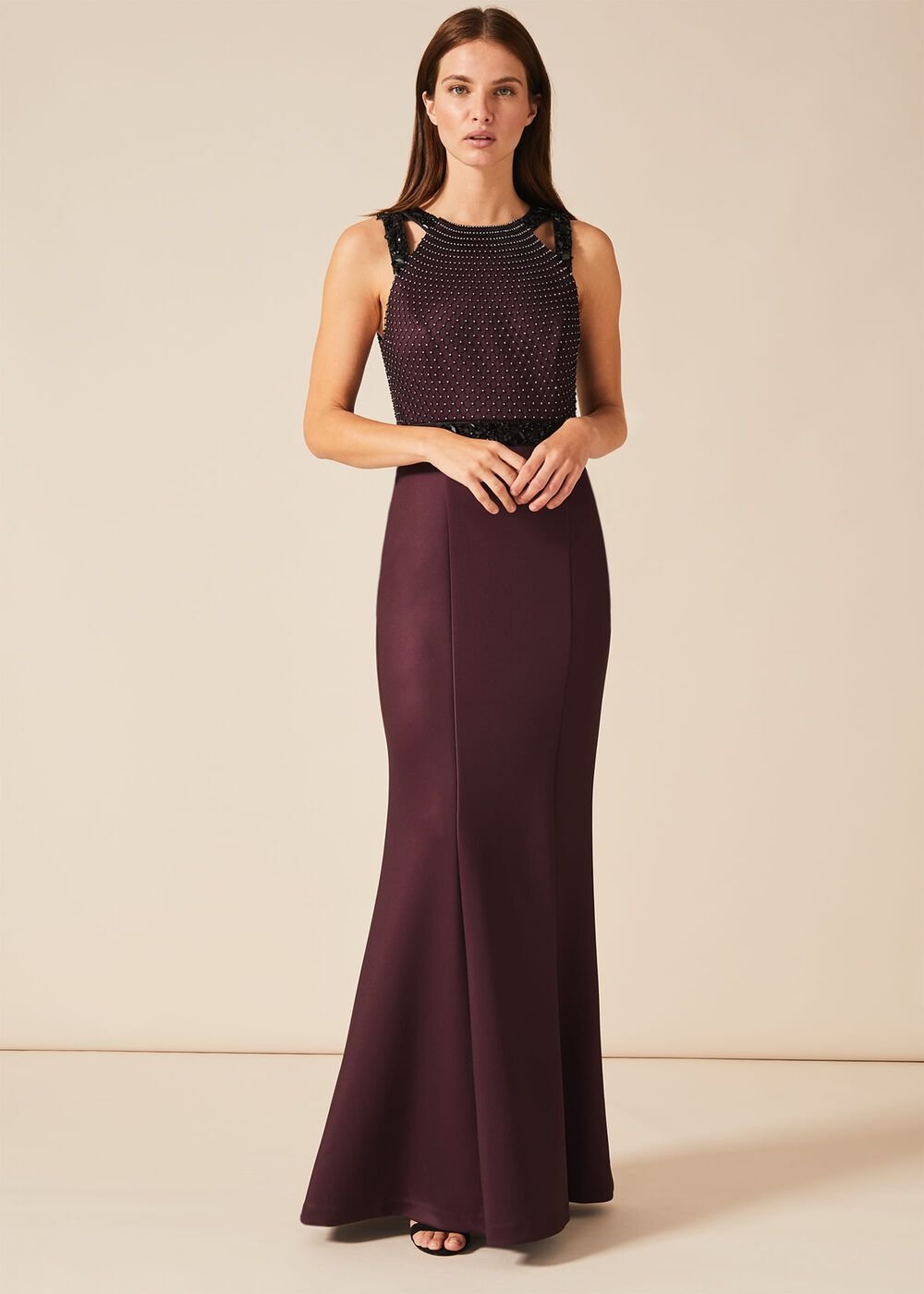 Sofia Beaded Bodice Dress - Port