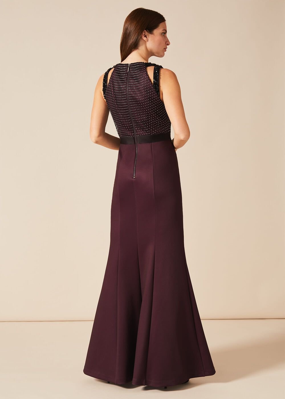 Sofia Beaded Bodice Dress - Port