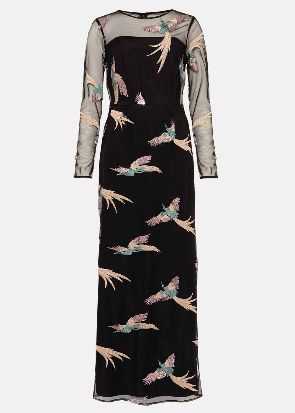 Astrid Embroidered Bird Dress - Black