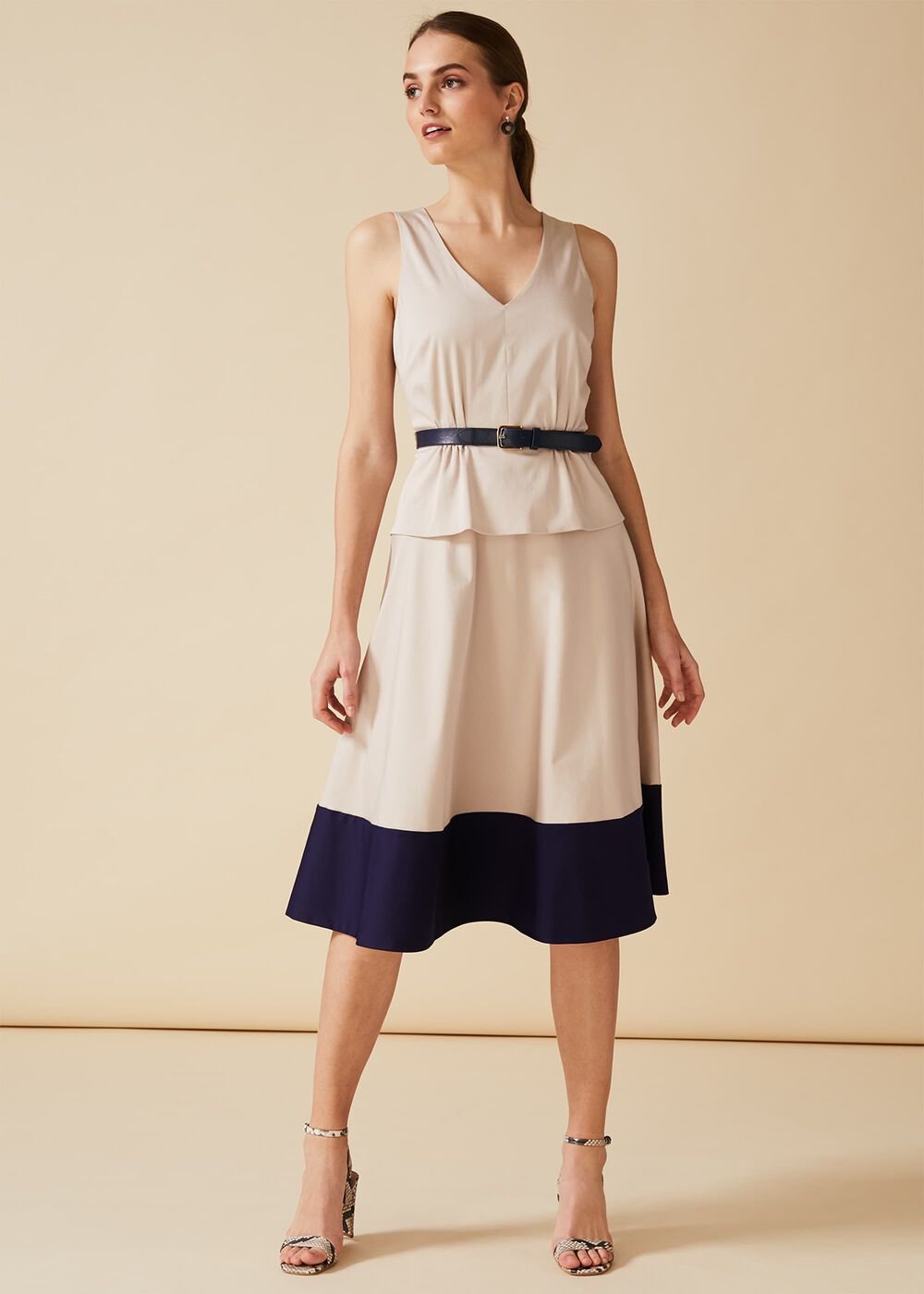 Valentine Peplum Dress - Mink/Twilight
