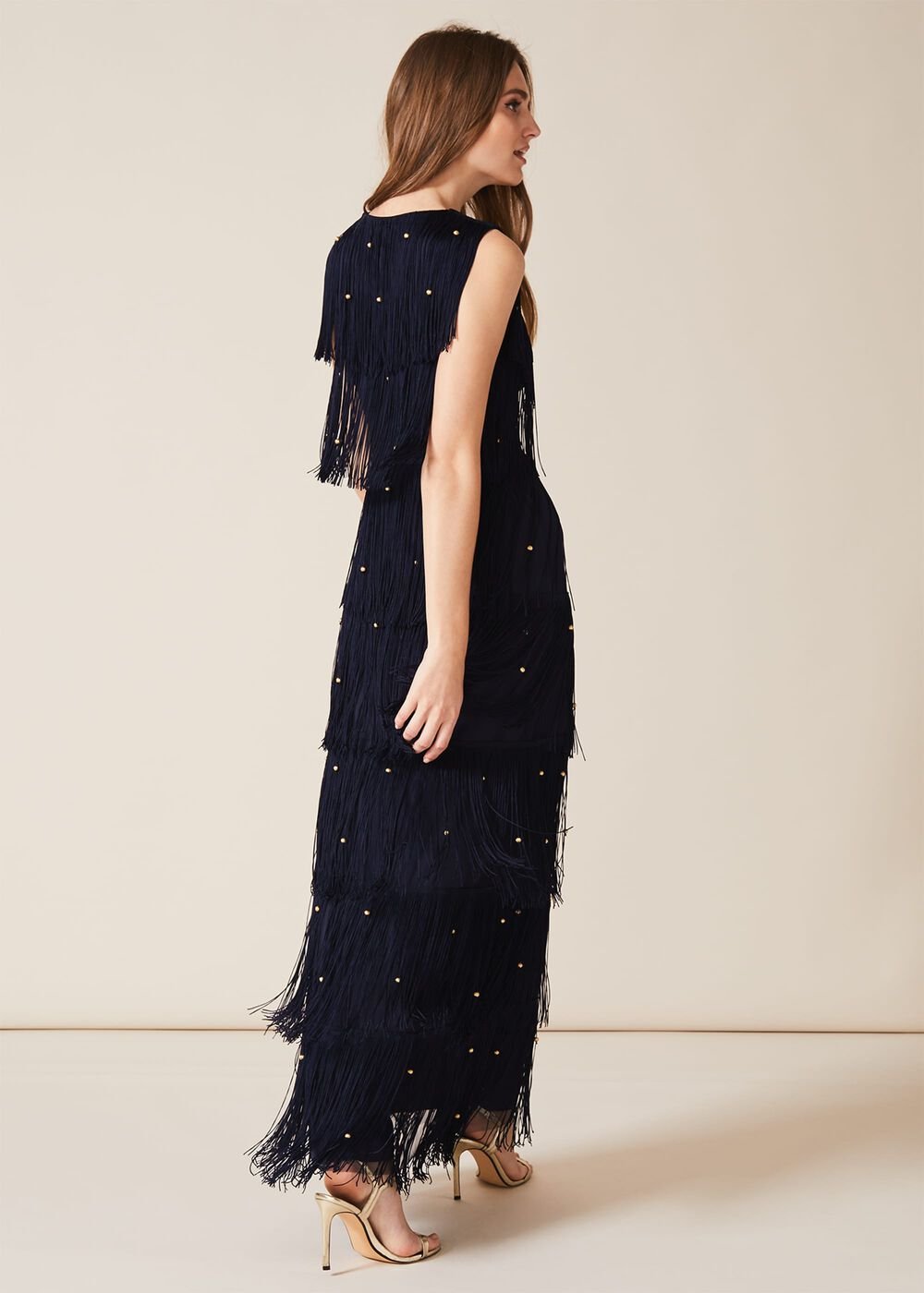 Kandice Fringe Maxi Dress - Navy