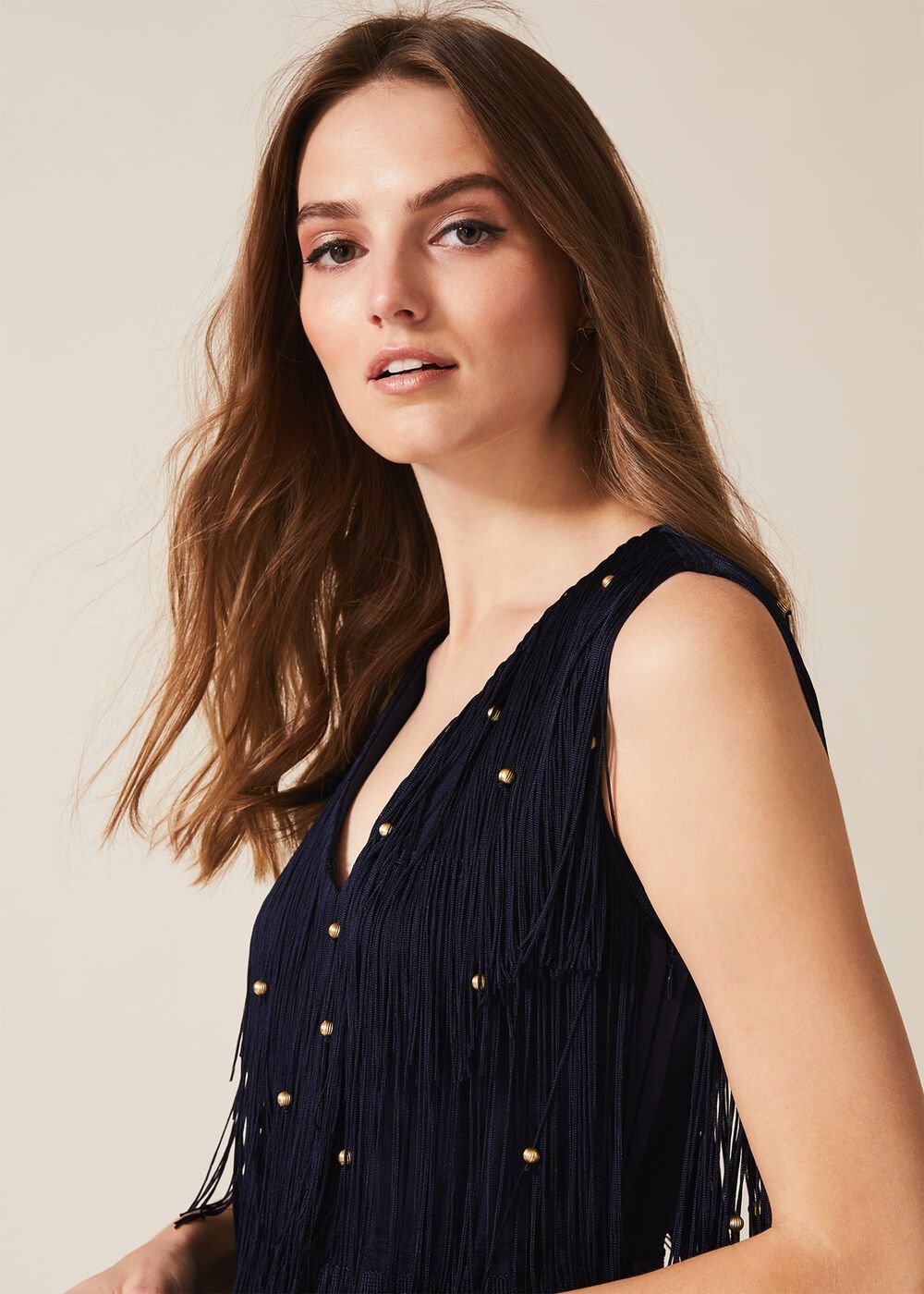 Kandice Fringe Maxi Dress - Navy
