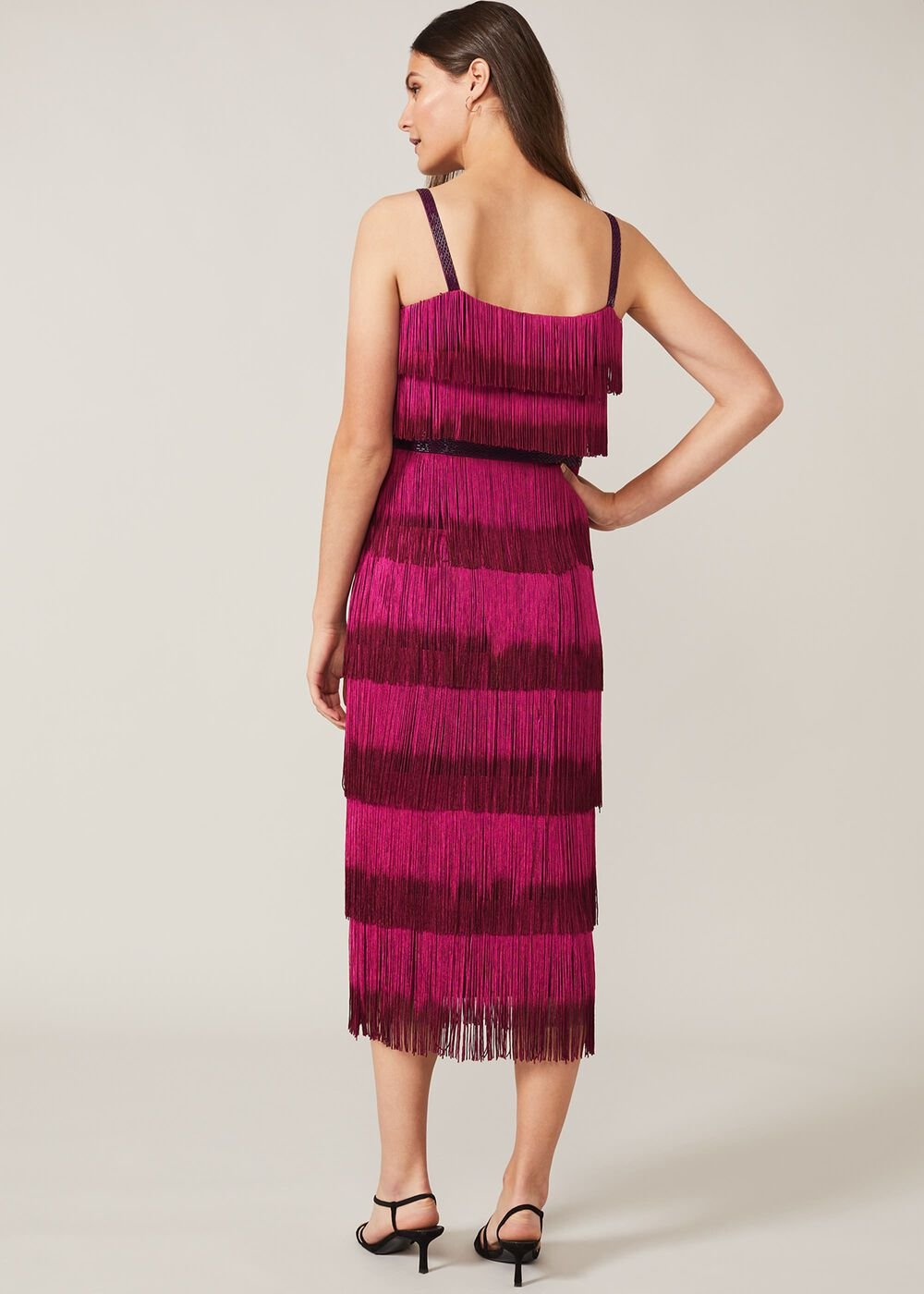 Katalina Dip Dye Fringe Dress - Magenta/Orchid
