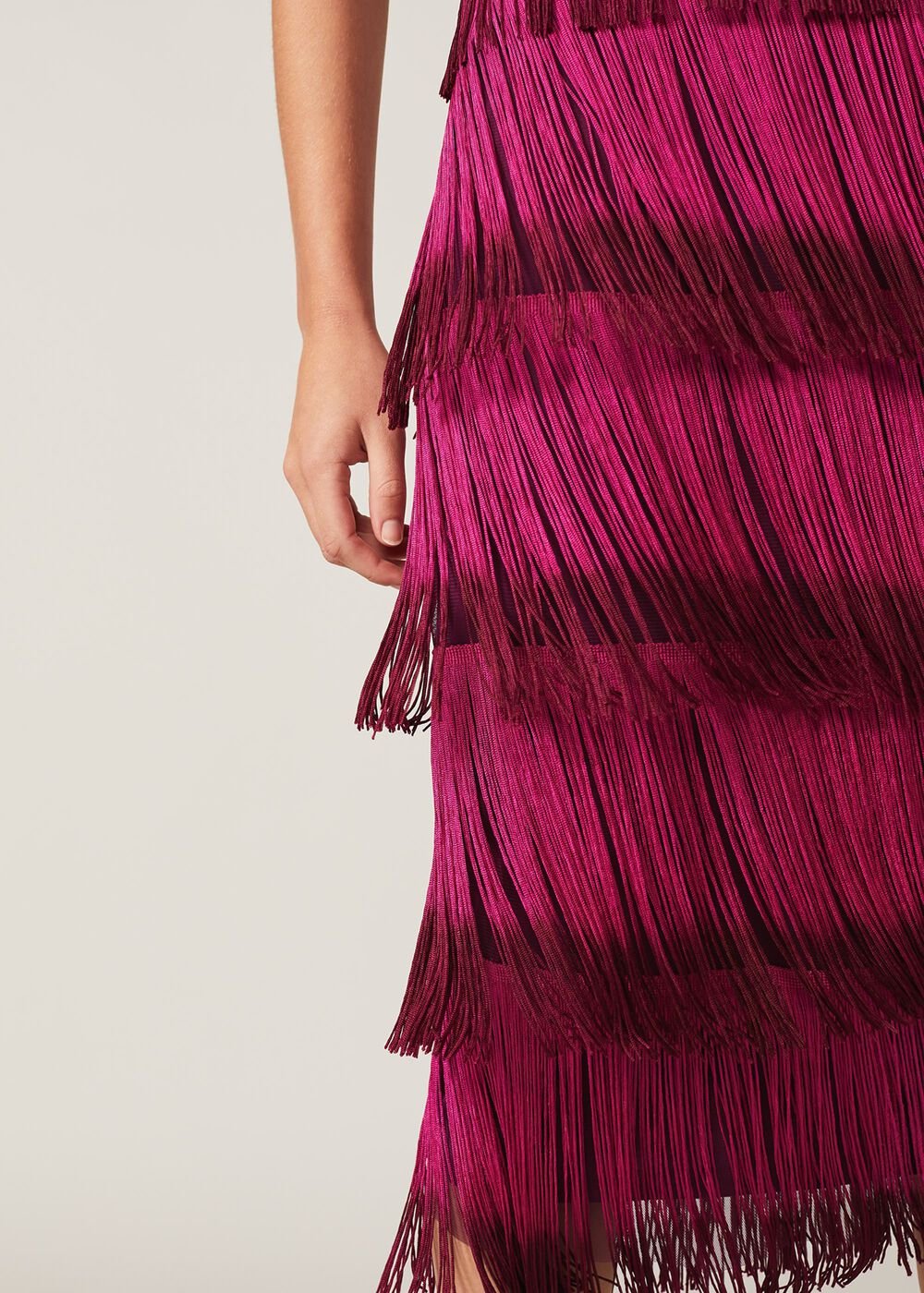 Katalina Dip Dye Fringe Dress - Magenta/Orchid
