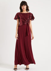 Rumi Knot Front Maxi Dress - Lipstick