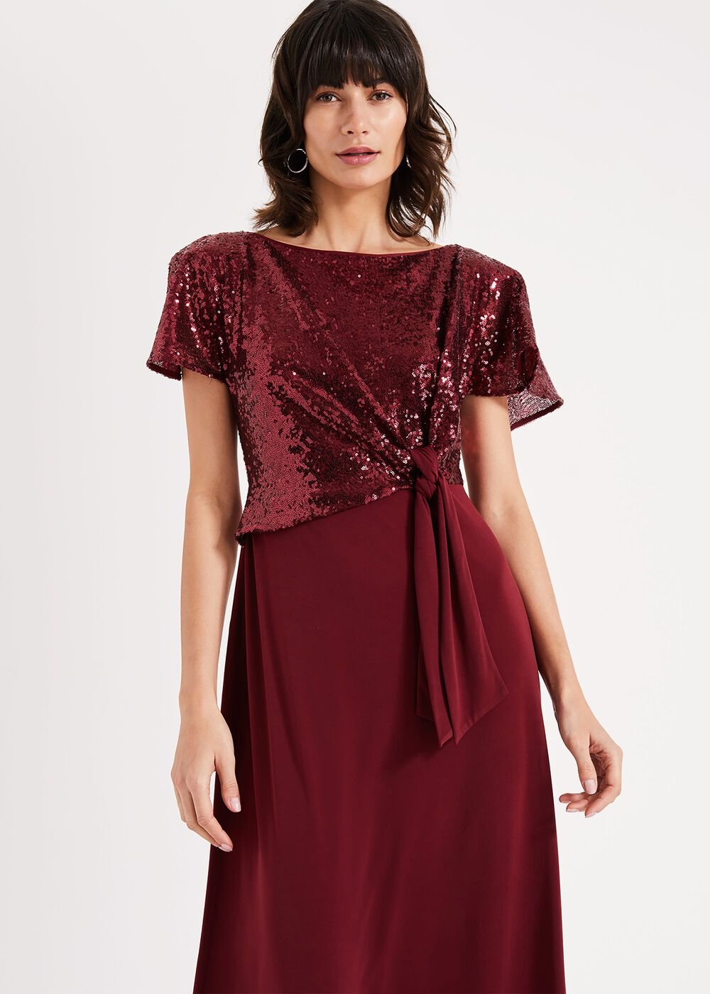 Rumi Knot Front Maxi Dress - Lipstick